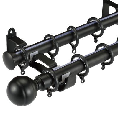 Παραθύρων διακοσμητικές συναρμολογήσεων ανοξείδωτου σωλήνων κουρτινών ράβδοι κουρτινών χρώματος μετάλλων διπλές μαύρες