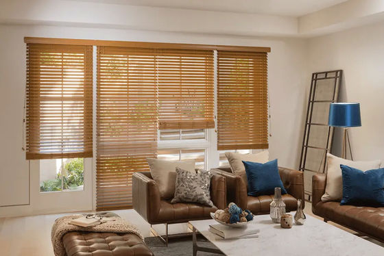 Στερεό ξύλινο παράθυρο Drapes, ενετικοί τυφλοί γραφείων μπαμπού απόδειξης σκόνης